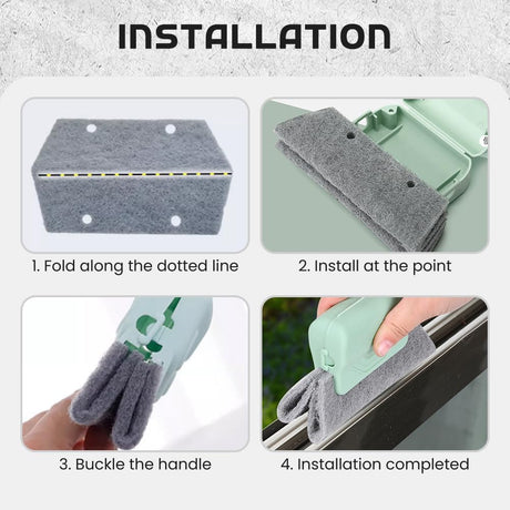 Magic Window Track Cleaner, 2026 Upgraded Handheld Cleaning Brush Set for Window Sliding Slots, Tile Grout Lines, Shutter Slats, Car AC Vents, and Narrow Clearances (Green 3-Piece Set)