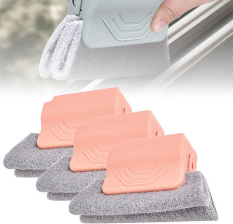 Magic Window Track Cleaner, 2026 Upgraded Handheld Cleaning Brush Set for Window Sliding Slots, Tile Grout Lines, Shutter Slats, Car AC Vents, and Narrow Gaps (Pink 3-Piece Set)