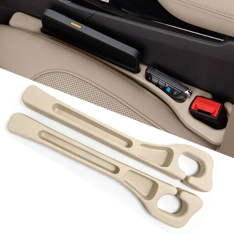 Car Seat Crevice Fill Organizer 2 pcs - No Drop Seat Guard, General Automotive Seat Crevice Filler, Durable Non-Slip Material, Easy Installation in 10 Seconds, for Cars, Trucks & SUVs (Beige)