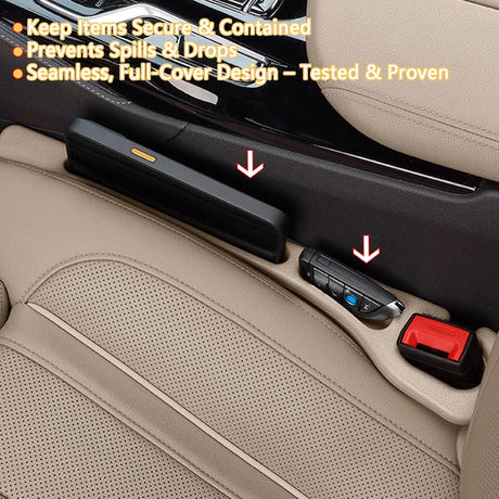 Car Seat Crevice Fill Organizer 2 pcs - No Drop Seat Guard, General Automotive Seat Crevice Filler, Durable Non-Slip Material, Easy Installation in 10 Seconds, for Cars, Trucks & SUVs (Beige)