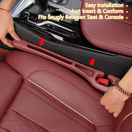 Car Seat Crevice Fill Organizer 2 pcs - No Drop Seat Guard, General Automotive Seat Crevice Filler, Durable Non-Slip Material, Easy Installation in 10 Seconds, for Cars, Trucks & SUVs (Beige)