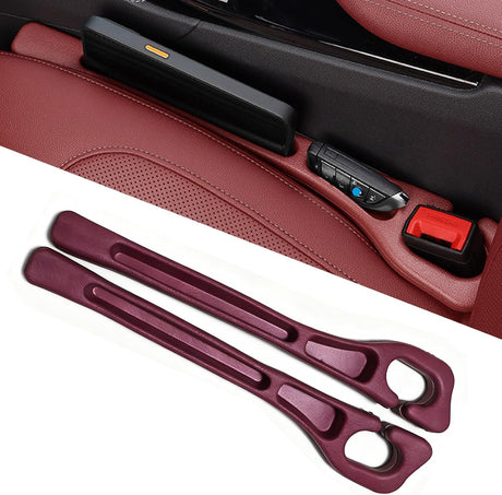 Car Seat Crevice Fill Organizer 2 pcs - No Drop Seat Guard, Universal Car Seat Crevice Filler, Durable Non-Slip Material, Easy 10 Second Installation for Cars, Trucks & SUVs (Red)