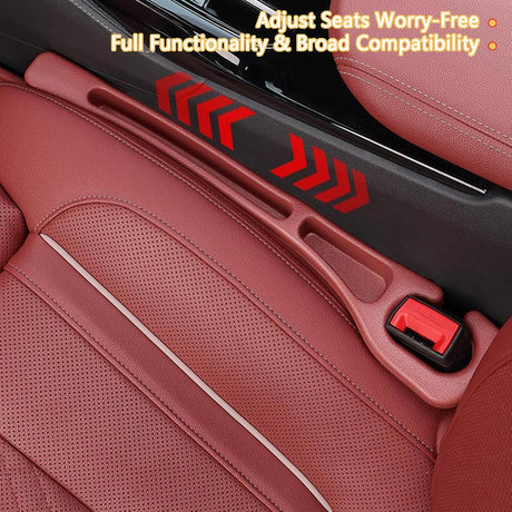 Car Seat Crevice Fill Organizer 2 pcs - No Drop Seat Guard, Universal Car Seat Crevice Filler, Durable Non-Slip Material, Easy 10 Second Installation for Cars, Trucks & SUVs (Red)