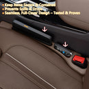 Car Seat Gap Fill Organizer 2 Pcs - No Drop Seat Guard, General Automotive Seat Crevice Filler, Durable Non-Slip Material, Easy Installation in 10 Seconds, for Cars, Trucks & Off-Road Vehicles (Brown)