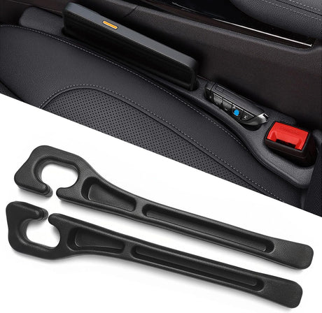 Car Seat Crevice Fill Organizer 2 pcs - No Drop Seat Guard, General Automotive Seat Crevice Filler, Durable Non-Slip Material, Easy Installation in 10 Seconds, for Cars, Trucks & SUVs (Black)