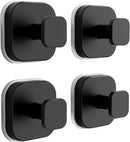 Suction Cup Hooks for Inside Shower,Heavy Duty Reusable No-Drill Hooks for Bathroom Wall,Glass,Windows,Tile-for Hanging Towels,Robes,Loofah - Wreath Hangers for Front Door,4packs (Black)