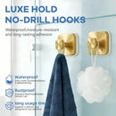 Suction Cup Hooks for Inside Shower,Heavy Duty Reusable No-Drill Hooks for Bathroom Wall,Glass,Windows,Tile-for Hanging Towels,Robes,Loofah - Wreath Hangers for Front Door,4packs (Gold)