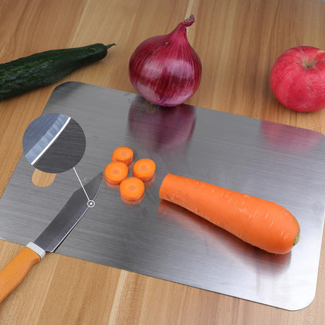 Titanium Cutting Board for Kitchen, Food-Grade 304 Stainless Steel Cutting Board, Suitable for Meat, Fruits and Vegetables (15.1 × 11 inches and 13.4 × 9 inches)