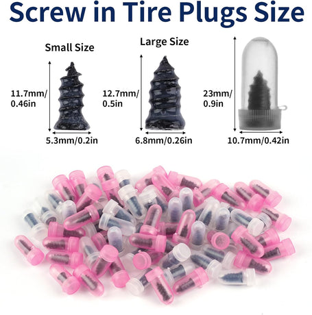 30 PCS Tire Repair Screws, Vacuum Tire Plug Kit Spiral Rubber Nails, Tire Plug Screw Type Quick Tool Spin Tire Plug, Car, Truck, Motorcycle Tire Puncture Repair
