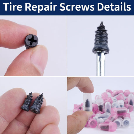 30 PCS Tire Repair Screws, Vacuum Tire Plug Kit Spiral Rubber Nails, Tire Plug Screw Type Quick Tool Spin Tire Plug, Car, Truck, Motorcycle Tire Puncture Repair