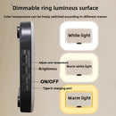 Smart Dual-Mode Fill Light｜One-Touch Color Temperature Switching + Stepless Dimming, Portable Ring Light with Soft Glow for Multi-Scenario Live Shooting