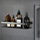 Black Wall-Mounted Storage Shelf - Heavy-Duty Plastic, No-Drill Adhesive Installation, Space-Saving Bathroom and Kitchen Organizer