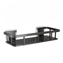Black Wall-Mounted Storage Shelf - Heavy-Duty Plastic, No-Drill Adhesive Installation, Space-Saving Bathroom and Kitchen Organizer