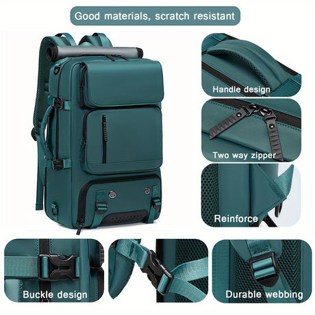 18.1-inch Easy-Travel Bag (46×30×16 cm): Four carrying modes in one bag, with independent shoe compartment and freely switchable hidden shoulder straps.(Army green）