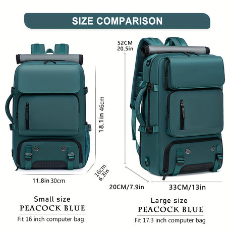 18.1-inch Easy-Travel Bag (46×30×16 cm): Four carrying modes in one bag, with independent shoe compartment and freely switchable hidden shoulder straps.(Army green）