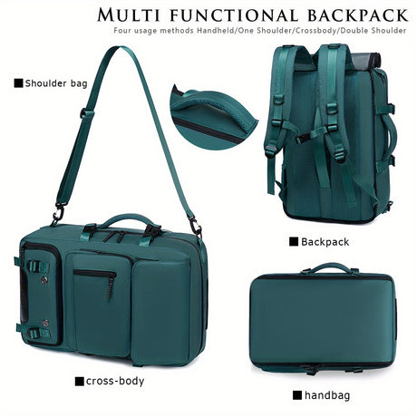 18.1-inch Easy-Travel Bag (46×30×16 cm): Four carrying modes in one bag, with independent shoe compartment and freely switchable hidden shoulder straps.(Army green）