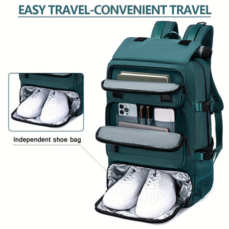 18.1-inch Easy-Travel Bag (46×30×16 cm): Four carrying modes in one bag, with independent shoe compartment and freely switchable hidden shoulder straps.(Army green）