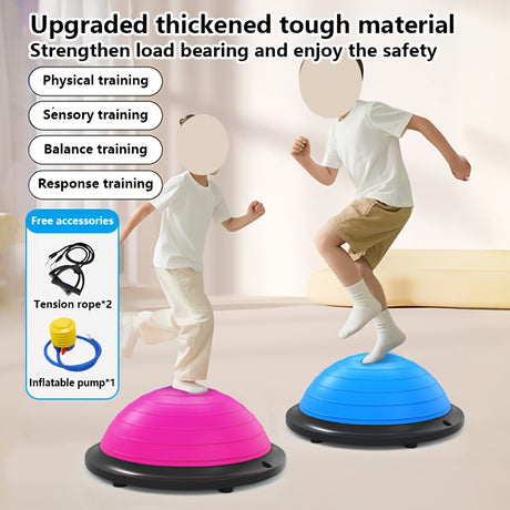 Hemisphere Trainer – Portable Inflatable Balance Trainer, specifically designed for core training, yoga, rehabilitation, and Pilates, equipped with a stable base. Suitable for home gyms, fitness centers, and physical conditioning.（BLUE）