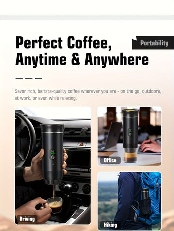 Upgraded Portable Coffee Maker with Temperature and Power Display, USB-C Charging, Self-Heating & Cold Brew Functions, Compatible with Coffee Capsules/Ground Coffee. Perfect Espresso Machine for Home, Office, Travel, RV, (white)