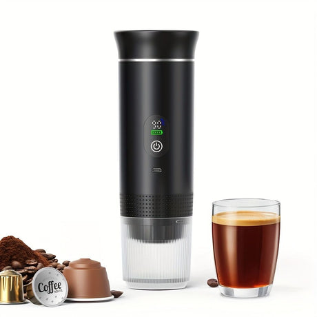 Upgraded Portable Coffee Maker with Temperature and Power Display, USB-C Charging, Self-Heating & Cold Brew Functions, Compatible with Coffee Capsules/Ground Coffee. Perfect Espresso Machine for Home, Office, Travel, RV, (white)