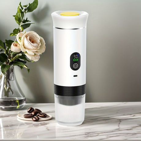 (grey )Upgraded Portable Coffee Maker with Temperature and Power Display, USB-C Charging, Self-Heating & Cold Brew Functions, Compatible with Coffee Capsules/Ground Coffee. Perfect Espresso Machine for Home, Office, Travel, RV, and Camping. Ideal for Offi