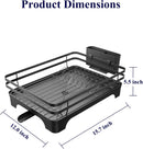Dish Drying Rack - Multi-Functional Dish Rack for Kitchen Counter with Cutlery Holder, Rust-Proof Storage Solution with Rotatable,  Black