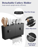 Dish Drying Rack - Multi-Functional Dish Rack for Kitchen Counter with Cutlery Holder, Rust-Proof Storage Solution with Rotatable,  Black