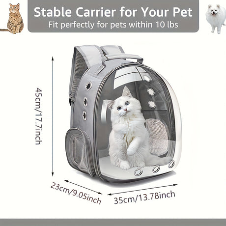(GREEN)Replacement Transparent Pet Backpack with Zipper Closure - Heavy-Duty Structure, Ventilated and Padded Lining - Portable Travel Carrier for Cats, Small Dogs, Airplanes, Trains, Cars - Safe and Comfortable Carrier Backpack for Busy Pet Owners - Idea