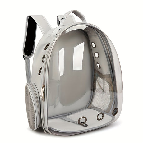 (GREY)Replacement Transparent Pet Backpack with Zipper Closure - Heavy-Duty Structure, Ventilated and Padded Lining - Portable Travel Carrier for Cats, Small Dogs, Airplanes, Trains, Cars - Safe and Comfortable Carrier Backpack for Busy Pet Owners - Ideal