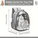(GREY)Replacement Transparent Pet Backpack with Zipper Closure - Heavy-Duty Structure, Ventilated and Padded Lining - Portable Travel Carrier for Cats, Small Dogs, Airplanes, Trains, Cars - Safe and Comfortable Carrier Backpack for Busy Pet Owners - Ideal