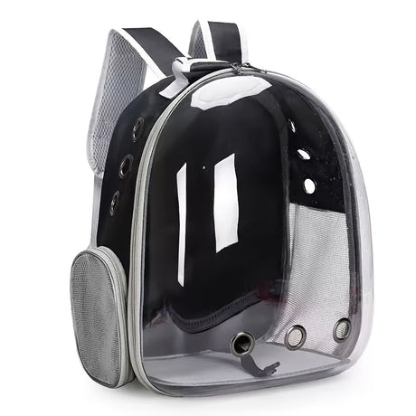 (GREY)Replacement Transparent Pet Backpack with Zipper Closure - Heavy-Duty Structure, Ventilated and Padded Lining - Portable Travel Carrier for Cats, Small Dogs, Airplanes, Trains, Cars - Safe and Comfortable Carrier Backpack for Busy Pet Owners - Ideal
