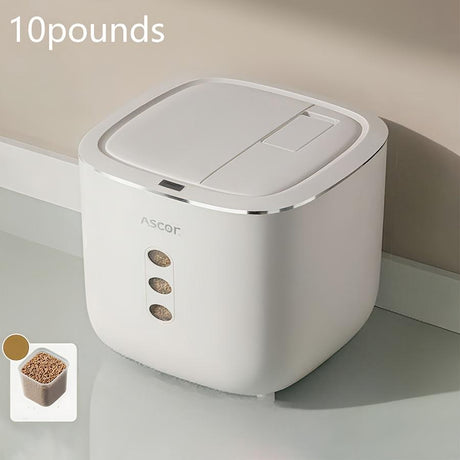 20LB Sealed Pet Food Storage Container | Heavy-Duty Square PP Dispenser with Flip Lid, Easy to Clean, Suitable for Kitchen Pantry