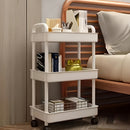 Four-Tier Rolling Cosmetics Storage Rack - Made of durable plastic, equipped with 360-degree swivel casters, strong load-bearing capacity - Suitable for bathroom, bedroom, kitchen, and home storage | White