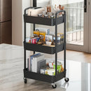 Five-Tier Rolling Cosmetics Storage Rack - Made of durable plastic, equipped with 360-degree swivel casters, strong load-bearing capacity - Suitable for bathroom, bedroom, kitchen, and home storage | black