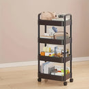 Five-Tier Rolling Cosmetics Storage Rack - Made of durable plastic, equipped with 360-degree swivel casters, strong load-bearing capacity - Suitable for bathroom, bedroom, kitchen, and home storage | black