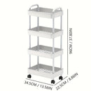Five-Tier Rolling Cosmetics Storage Rack - Made of durable plastic, equipped with 360-degree swivel casters, strong load-bearing capacity - Suitable for bathroom, bedroom, kitchen, and home storage | black