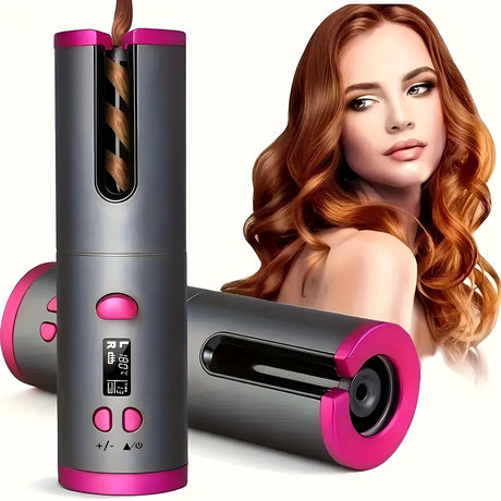 USB LCD Wireless Charging Automatic Portable Hair Curler Smart Home Personal Care Appliance Mini Hair Curling Iron, Stylish Design, Multiple Colors Available