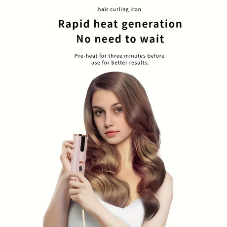 USB LCD Wireless Charging Automatic Portable Hair Curler Smart Home Personal Care Appliance Mini Hair Curling Iron, Stylish Design, Multiple Colors Available