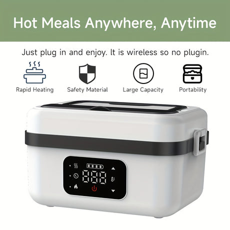 Electric Heating Insulated Lunch Box | 304 Stainless Steel Portable Insulated Storage Container, Suitable for Office, Camping, Picnics | Compact Insulated Food Container with Charging Function, No Water Needed(white)