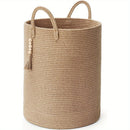 Brown Gray round rope laundry basket, tassel laundry basket, high quality laundry basket, bohemian laundry basket, stylish laundry basket, boho rope basket, large laundry hamper, Australian home decor