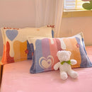 Lucky Heart-Shaped Bedding Set 3-Piece Bedding Heart Pattern Bedding Soft - Love - themed powder - Size 150*200cm