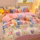 Lucky Heart-Shaped Bedding Set 3-Piece Bedding Heart Pattern Bedding Soft - Love - themed powder - Size 220*240cm