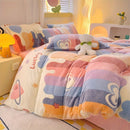 Lucky Heart-Shaped Bedding Set 3-Piece Bedding Heart Pattern Bedding Soft - Love - themed powder - Size 220*240cm