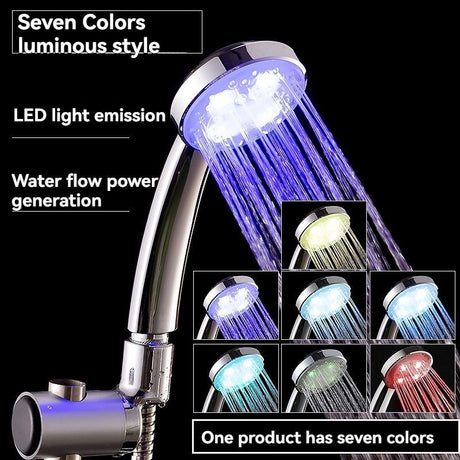 LED Shower Head Battery-Free Shower Head Glowing Shower Head Air Injection - Silver - Size Seven - color variable light