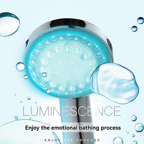 LED Shower Head Battery-Free Shower Head Glowing Shower Head Air Injection - Silver - Size Seven - color variable light