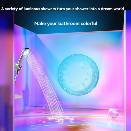 LED Shower Head Battery-Free Shower Head Glowing Shower Head Air Injection - Silver - Size Seven - color variable light