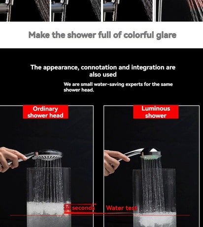 LED Shower Head Battery-Free Shower Head Glowing Shower Head Air Injection - Silver - Size Seven - color variable light