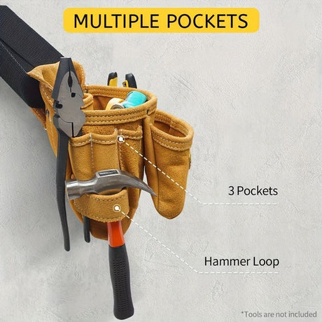 Leather Tool Pouch Tool Storage Australia Adjustable Belt Tool Pouch Fine - Yellow - Size regular