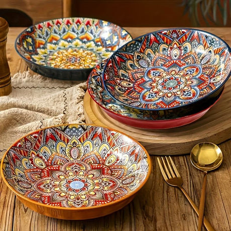 Ceramic Dinner Plates 4-Piece Set Unique Design High-Quality Ceramic Versatile - Multi - Size Pack of 4 pieces