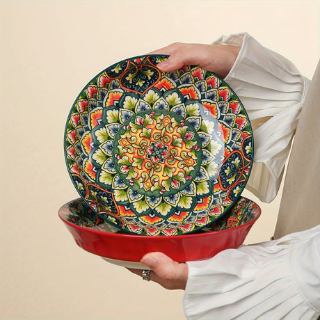 Ceramic Dinner Plates 4-Piece Set Unique Design High-Quality Ceramic Versatile - Multi - Size Pack of 4 pieces